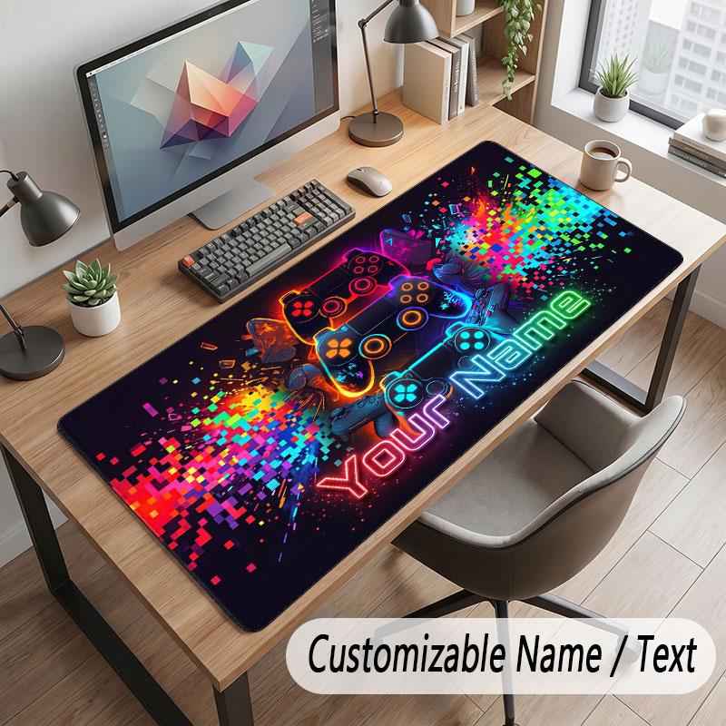 Game Controller Theme Customized Mouse Pad Personalized Print Name Text Desk Mat For Home Office Table Decor