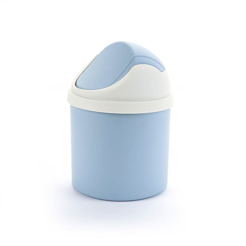 Mini desktop gyngelokk søppelbøtte - liten plastavfallskurv for oppbevaring på hjemmekontor.