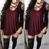 Womens Fashion Summer Sexy Off Shoulder Bandage Blouse Long Shirt Sleeve Tops