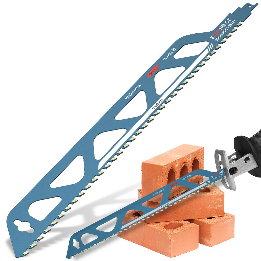 Reciprocating Saw Blade 10/12/18/20inch Carbide Sawzall Blades for Cutting Aerated Concrete, Concrete Block, Brick, Hand Tools