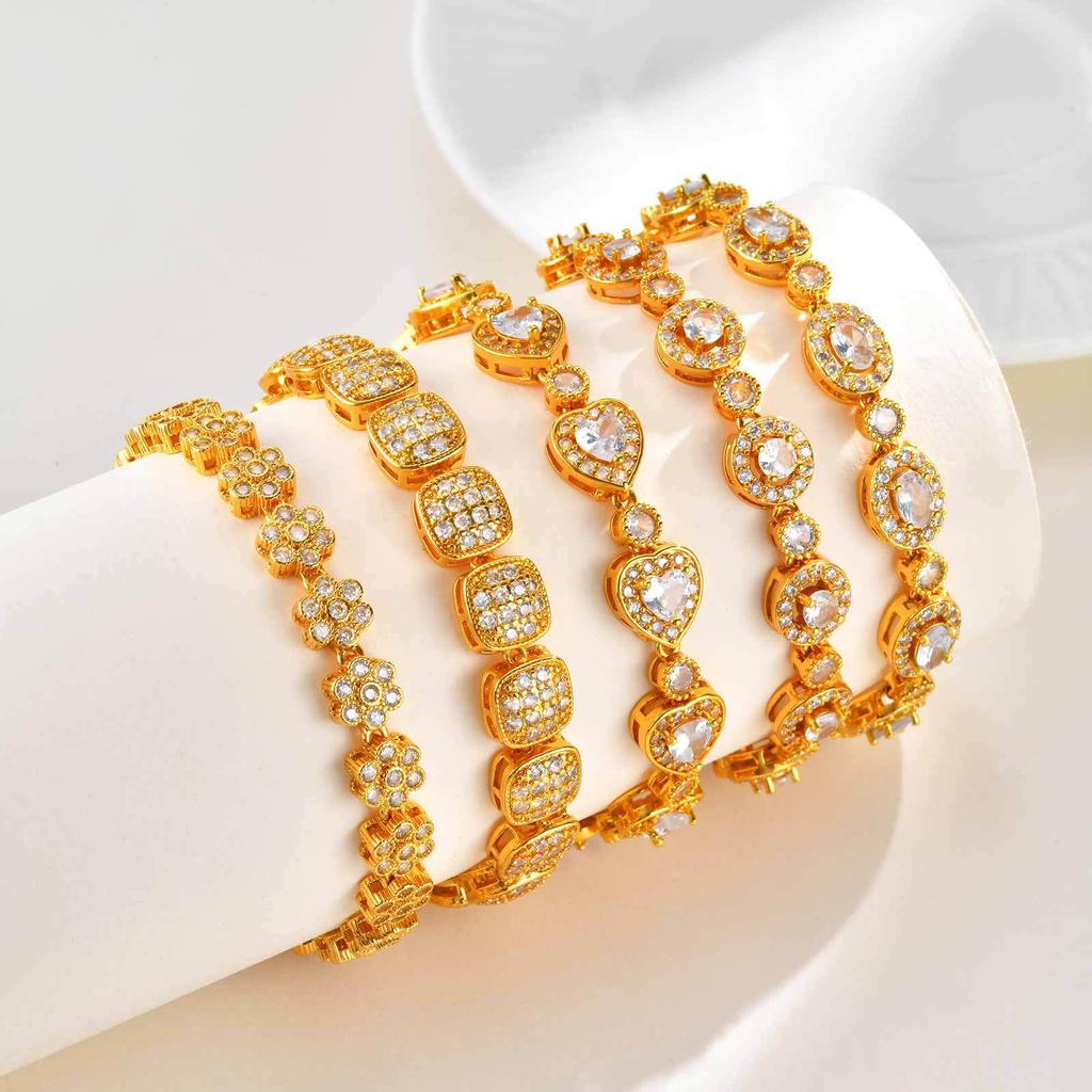 Wind Copper Inlaid Zircon Bracelet, Natural Light Luxury Style Plated 18K Gold Luxury Women'S Jewelry Pbr-261