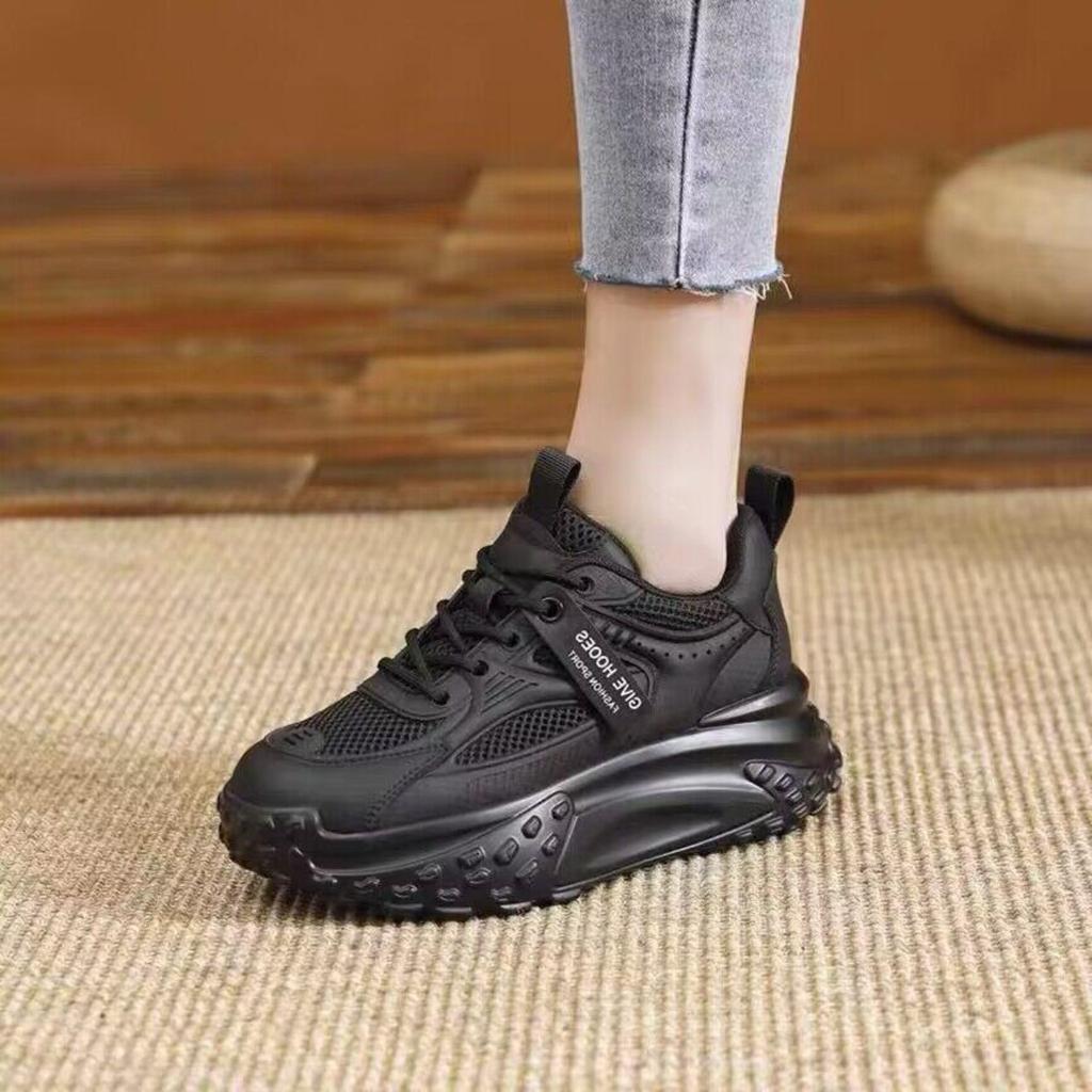 Spring and Autumn Mesh Comfortable Thick-soled Muffin Shoes Women's Season New Dad Shoes Versatile Casual Sports White Shoes