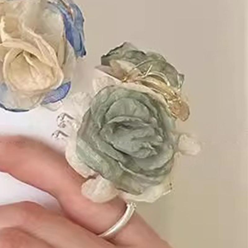

Dried Rose Hair Clip Flower Grasping Women s Forest Style High-end Feeling Super Fairy Organza Bangs Side Grabbing Trendy