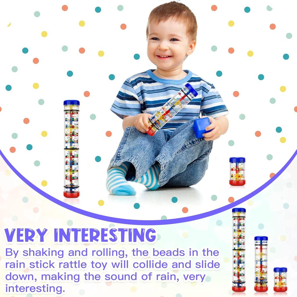 Baby Rain Stick Rainbow Hourglass Rain Music Instrument Toys Rattle Baby Educational Montessori Sensory Toy for Kids 6 12 Months