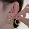 New Trendy Double-layer Interlocking Micro-diamond Earrings Women's Exquisite Niche Design Versatile Stud Earrings
