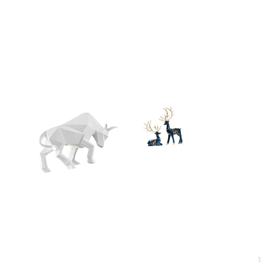 Modern Resin Bull And Deer Figurine Set Abstract Animal Sculptures for Entryway Tabletop Desk Shelf