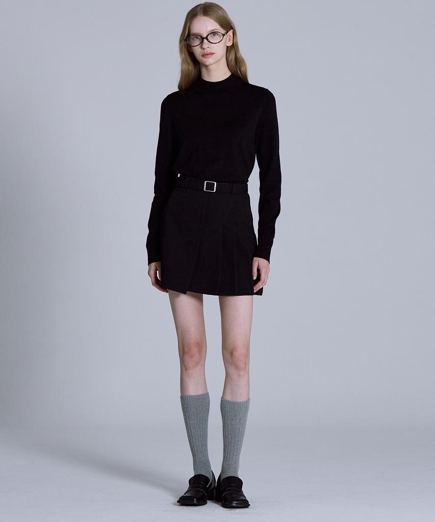 BASIC HOUSE Women'S High-Neck Long-Sleeve Sweater Black Lykt7202