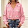 Women's Oversized V-Neck Knit Cardigan with Long Sleeve Sweater