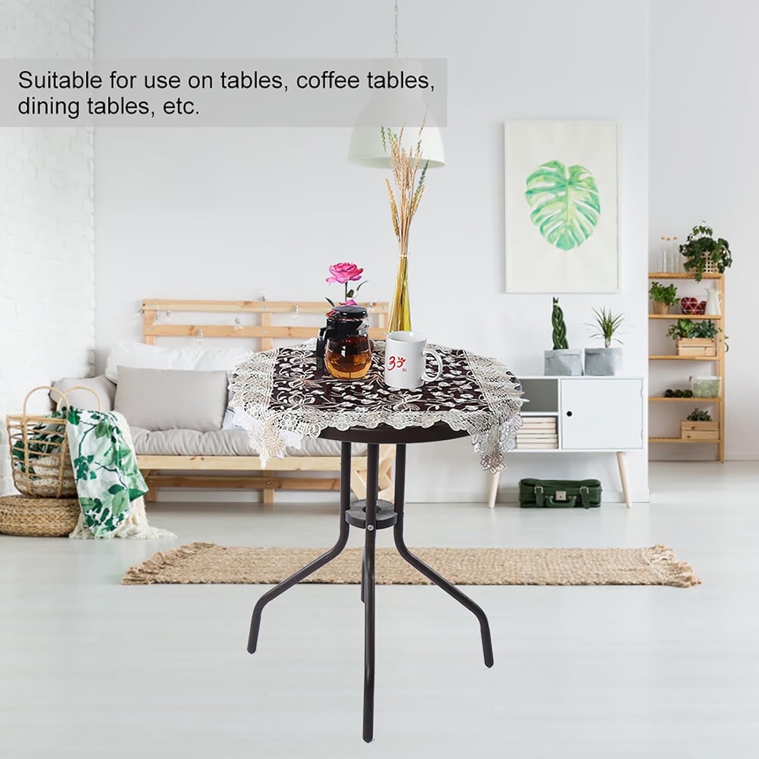 

Square Lace Tablecloth, Vintage European Style Polyester Embroidery Table Cloths, Table Cover for Bedside Dining Table Party Living Room(60 * 60)