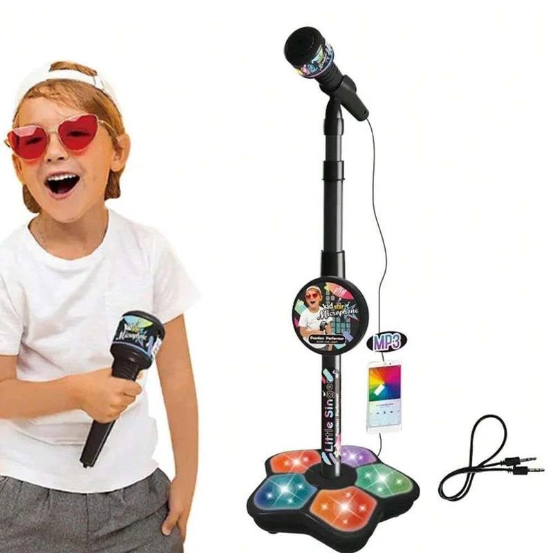 Kids Karaoke Microphone Stand - Portable Durable Party Toy with Electronic Amplifier, Children's Singing Set