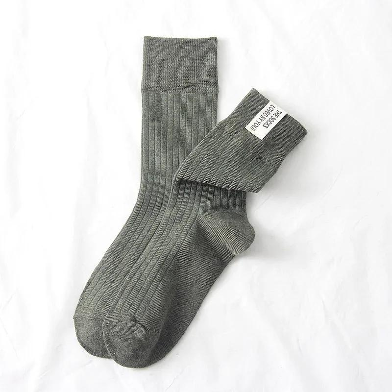 Cotton Knitting Women Socks Fashion Harajuku Retro Lady Girls Loose Long Socks Spring Autumn Solid Color Casual Soft High Socks