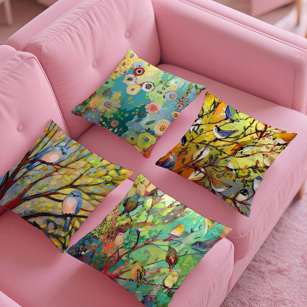 Abstract Paint Colorful Pillow Case Anti-dustmite Pillow Invisible Zipper Silky Short Plush Sofa Cushion Cover