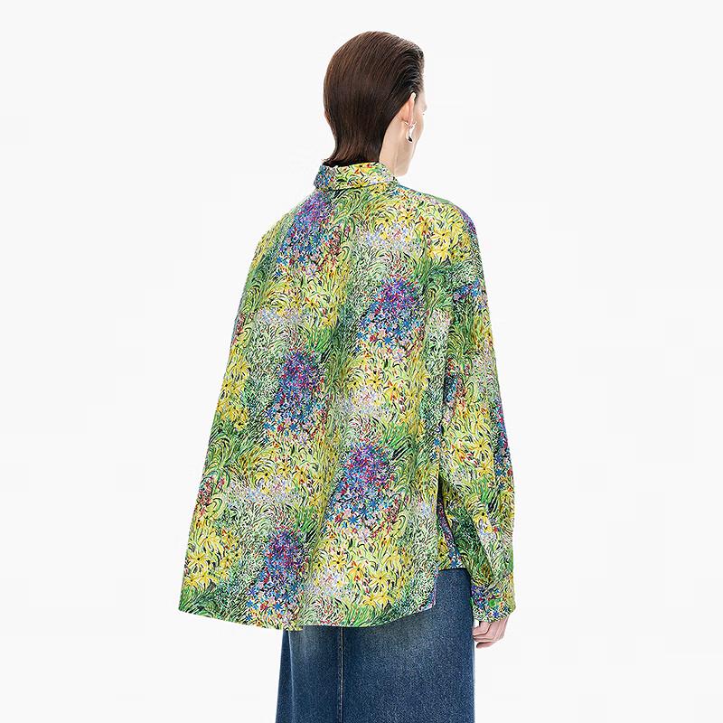 JNBY 2025 Autumn New Loose Cotton Long Sleeve Printed Shirt