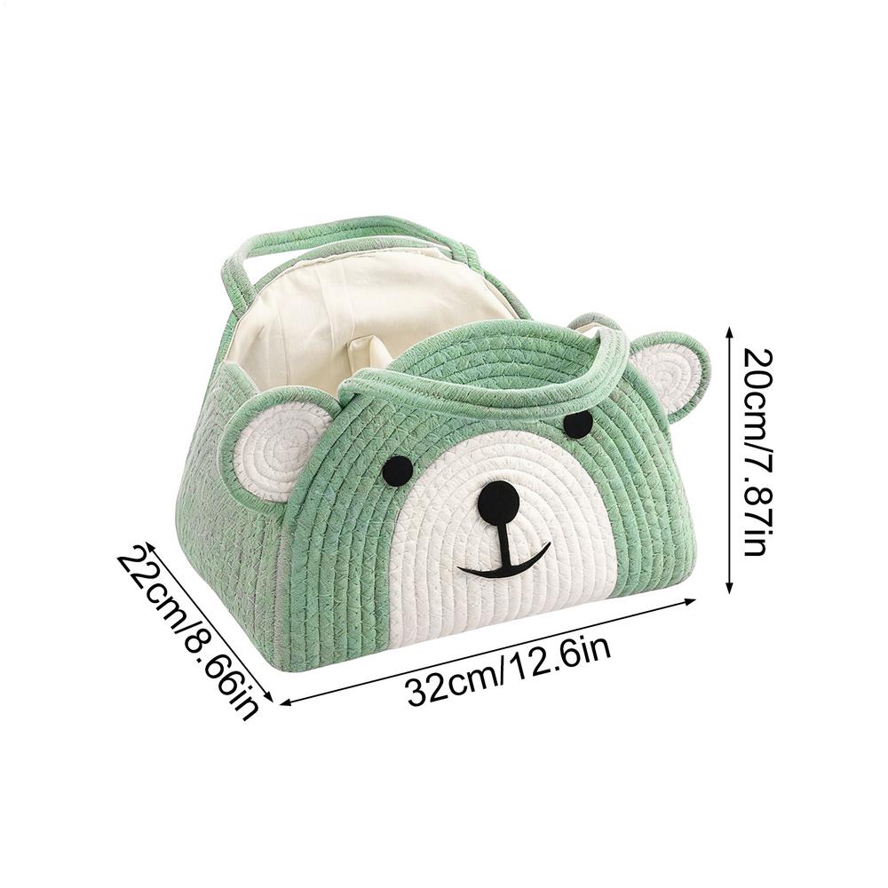 

Diaper Organizer Large Capacity Cotton Rope Wipes Hamper Cotton Rope Diaper Basket For Girls Boys Kids Shower Party Travel Road зелений