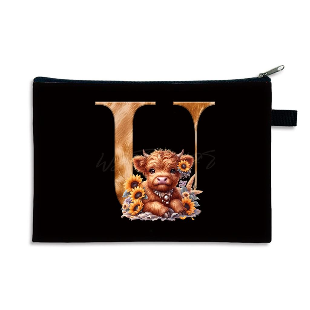 26 letter print size change bag Oxford cloth zipper storage bag Student portable pencil case