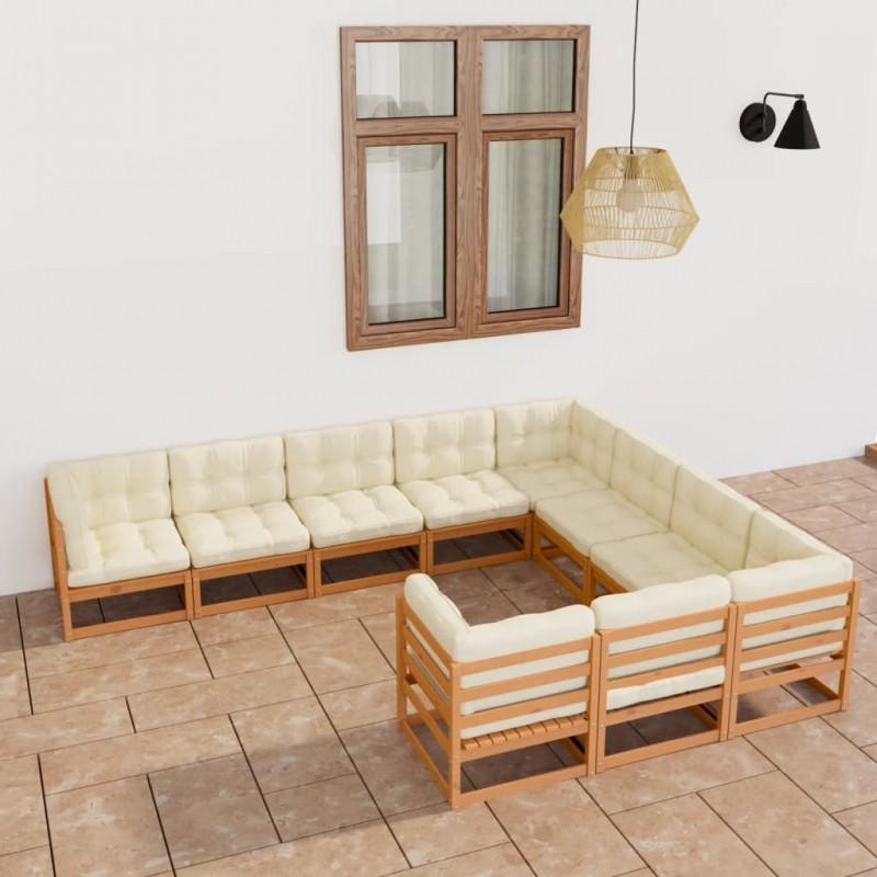 Day and Night - Day and Night Garden Furniture Set 10 Pieces Honey Brown Pine Wood Cushions