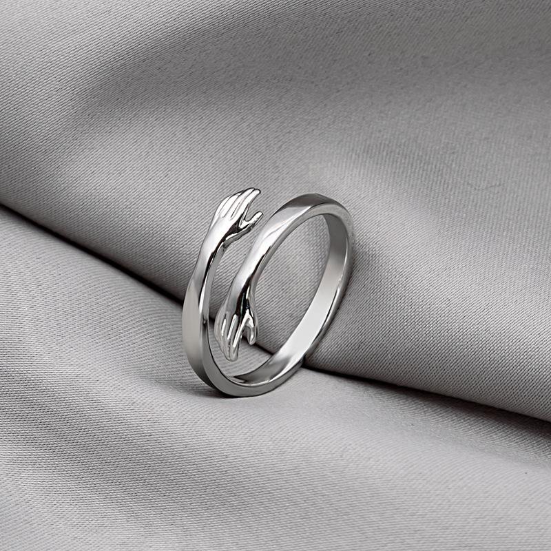 Creative Romantic Hands Hug Ring Niche Cute Retro Personality Index Finger Ring Woman