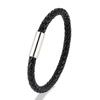 Classic Blue Braided Leather Bracelet Stainless Steel Magnetic Buckle Bangle Simple & Stylish Couple Jewelry Gift for Him