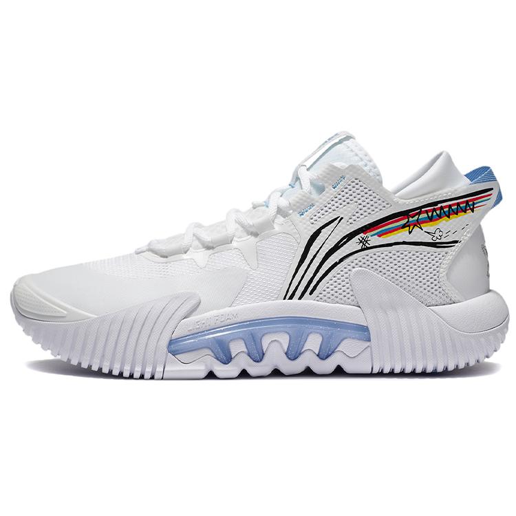 New LINING Badfive 2 Low Basketball Shoes Men Low Top White/Blue ABFT029-1