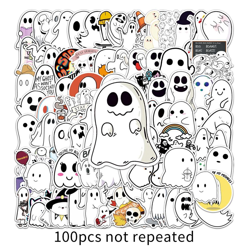 

100pcs Halloween Cute Ghosts Stickers Bulk for Kids, Horror Stickers for Water Bottles, Skateboards, Stationery, Greeting Cards, Gift Tags