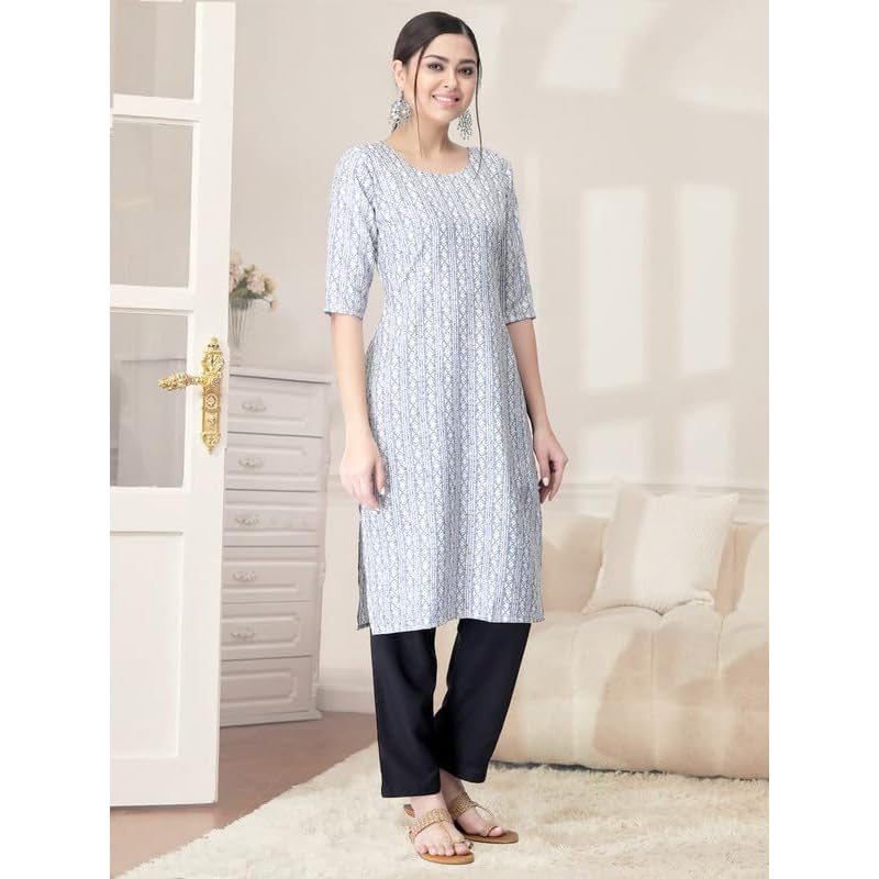 Pinkmint Kurta Set for Women Cotton Printed Straight Kurta with Pant (Pack of 1) M
