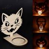 Halloween Tealight Base Wooden Candle Holder Ornaments, Decorative Cat/Pumpkin/ Ghost/Skull Projection Theme Light Stand, Creative Tabletop