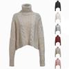 Women's Fashion Knitted Cable Neck Short Sweater