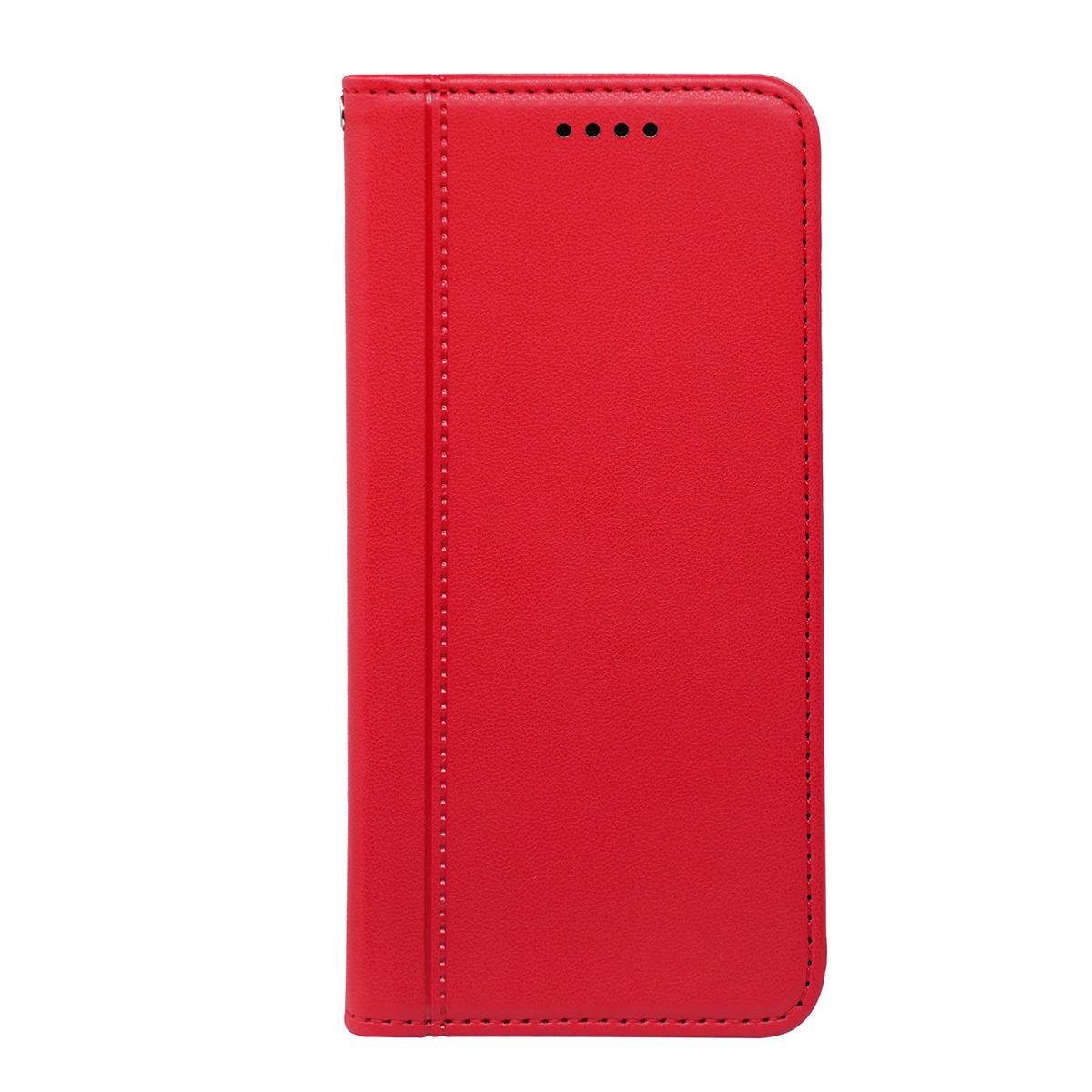 

For Honor Faux Leather Texture Flip Phone Case with Strong Magnetic Closure and Anti-Drop Stand Honor Win червоний