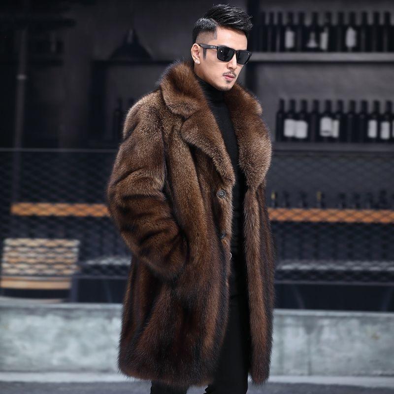 Autumn and Winter New Men's Thickened Long Imitation Fur Casual Coat