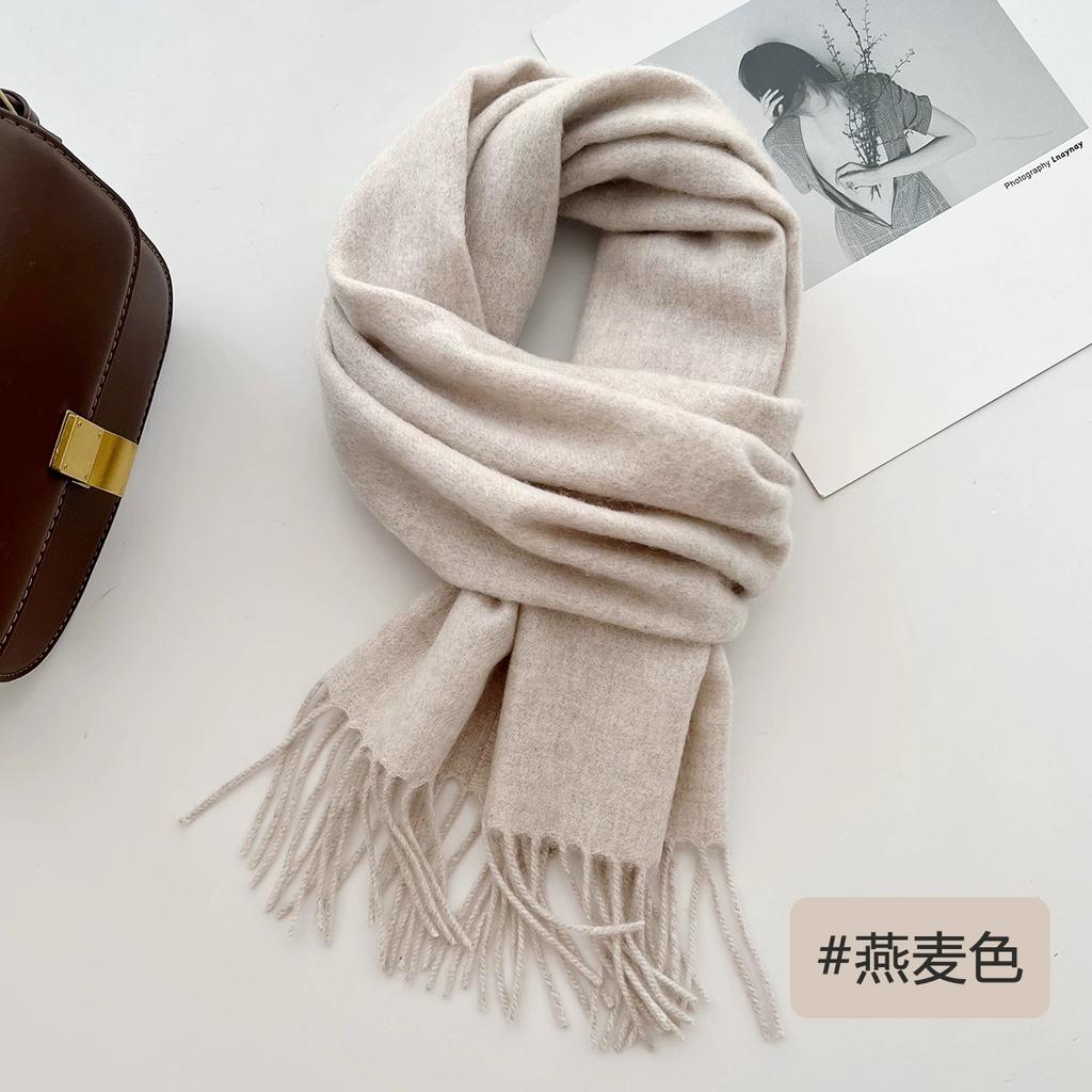 100% Wool Winter Scarf For Women Long Warm Cashmere Scarves Hijab Solid Lady Shawl Wrap Female Pashmina Bandana Head Scarfs