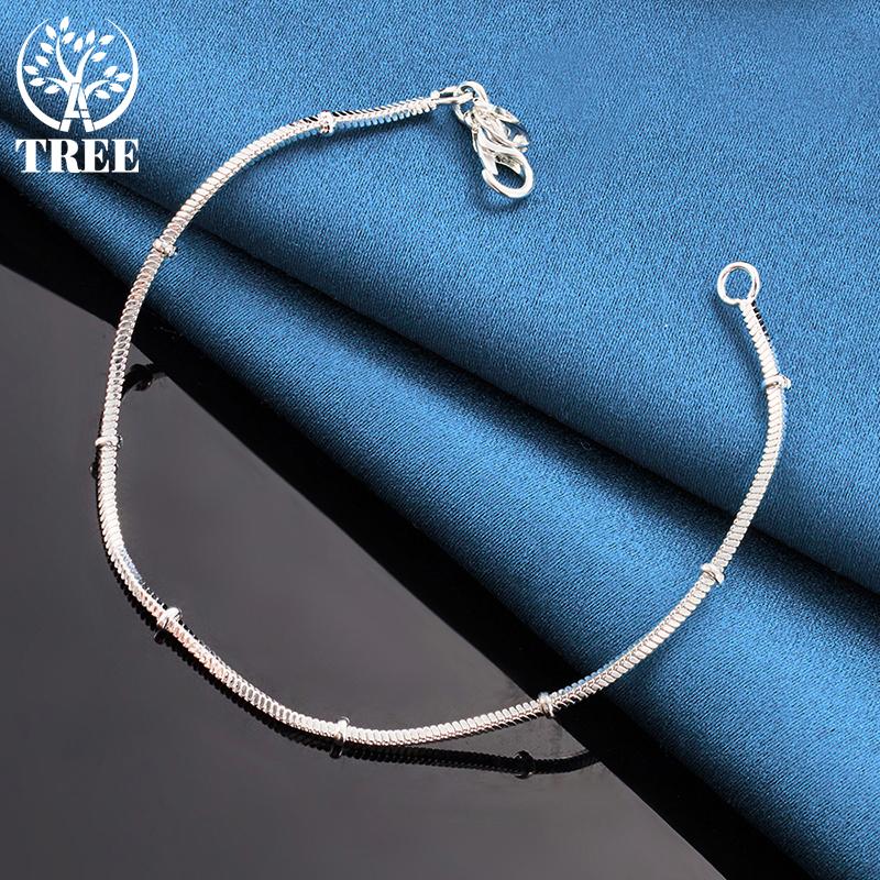 925 Sterling Silver 2mm Snake Bone Bead Chain Bracelet Jewelry