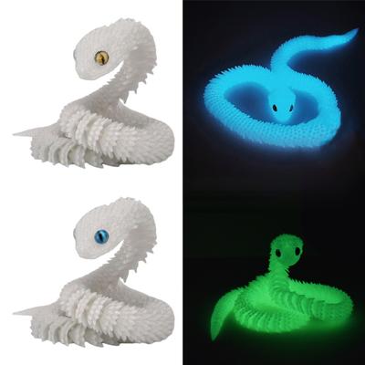 3D Yılan Süsleme Hayvan Modeli Gerçekçi Görünümlü Işık Efekti Esnek Eklemli Yaratıcı Komik 3D Baskılı Yılan Oyuncağı