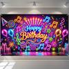 Neon music birthday party background cloth with colorful lighting effects suitable for indoor and outdoor activities 5