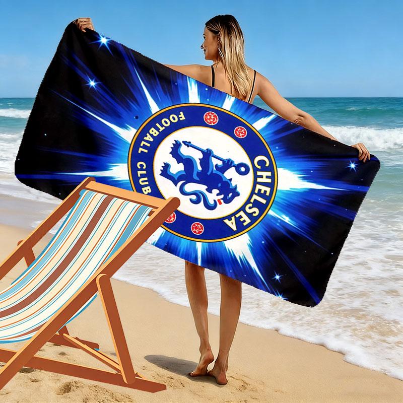 Chelsea FC Logo Aufdruck Strandtuch, Großes Weiches Schnelltrocknendes Handtuch für Strand Camping Schwimmen