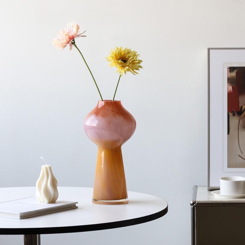 Glass Vase Gourd Colored Gradient Glass Bottle Hydroponic Flower Arrangement Terrarium Flower Vase Home Decoration