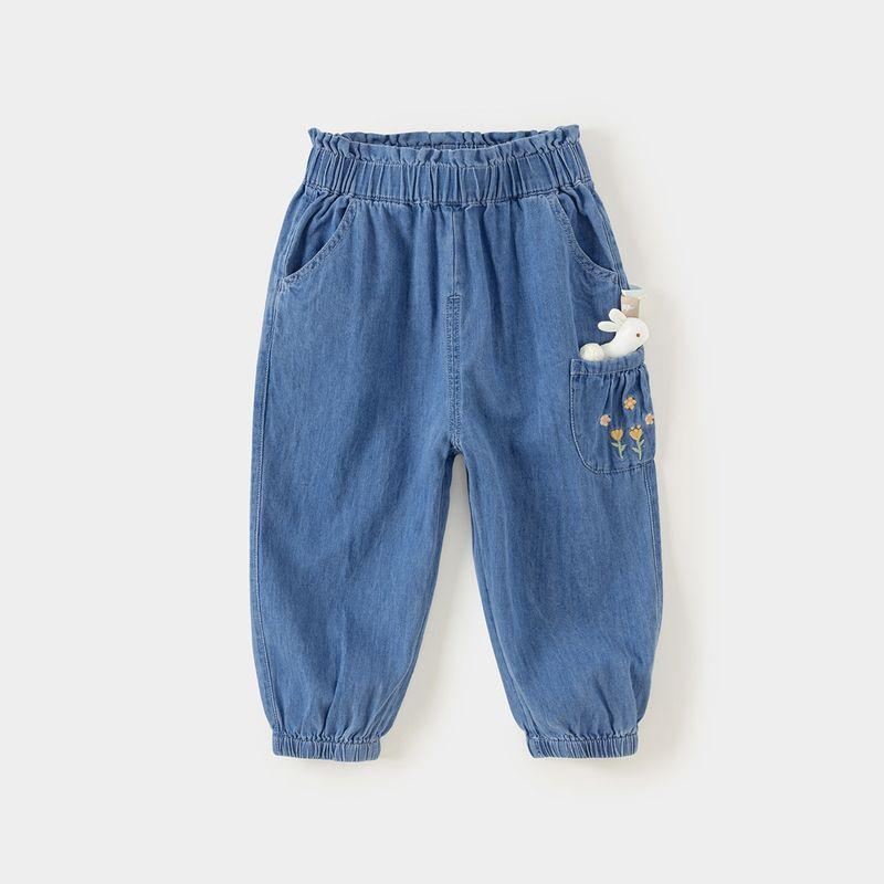 David Bella Girls  Jeans Spring New Style Children s Pure Cotton Long Pants Stylish Toddler Girls  Pants Denim Blue [Ready in Stock] 120