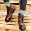 Fashion Quality Male Leather Boots Retro Men's Ankle Boots Spring Autumn Leisure Design Men Boots Luxury Lace-up Dress Shoes Size 38-48