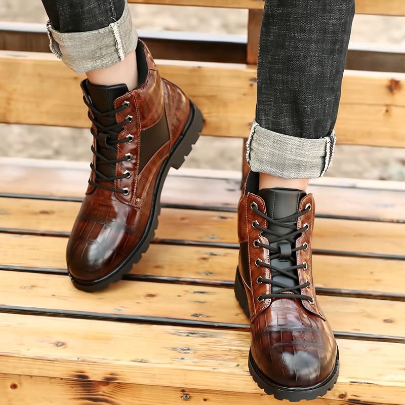 Modă Calitate Cizme de Piele pentru Bărbați Retro Cizme de Gleznă pentru Bărbați Design Casual Primăvară Toamnă Cizme pentru Bărbați Pantofi de Gală de Lux cu Șireturi Mărimea 38-48