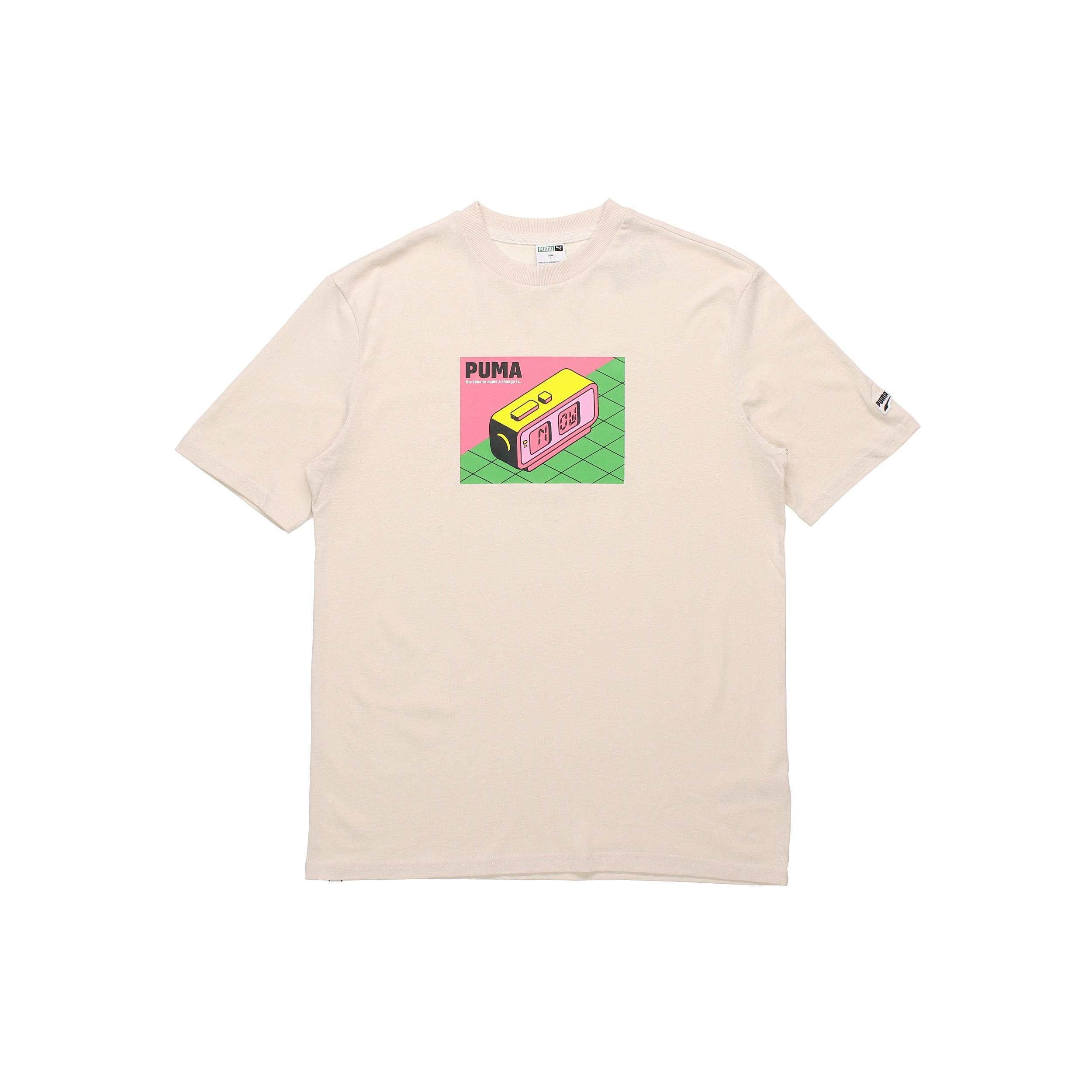 PUMA Downtown Graphic Tee  Beige Pink Green  Men s 599181-85 XL