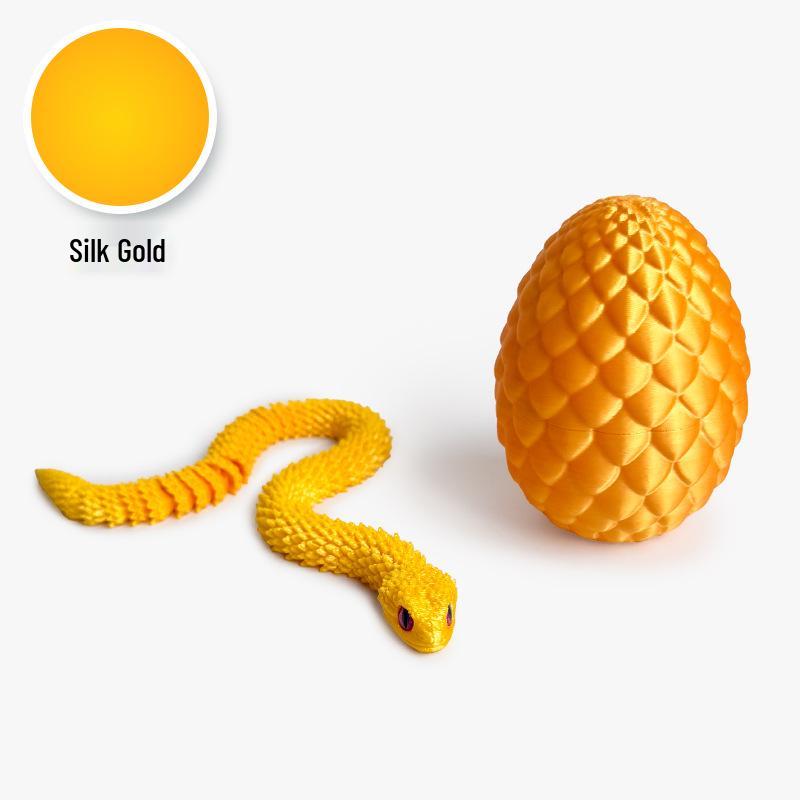 3D Printed Luminous Snake Dragon Egg Set with Movable Joints - Ornament Toy Handicraft
