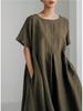 Abito Pullover Lungo in Cotone e Lino Taglie Forti Stile Mori Estate 2025 – Ispirazione College