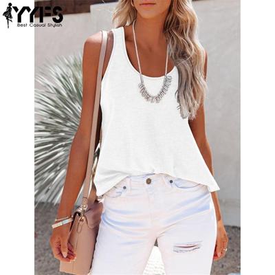 Women's Fashion Casual Summer Spring Solid Color Print Sleeveless U-Neck Blouses & Shirts
