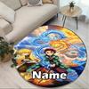 Custom Name Personalized Demon Slayer Print Round Rug, Versatile Home Decor Carpet, for Playroom, Apartment, Balcony, Entryway, Hallway Gift