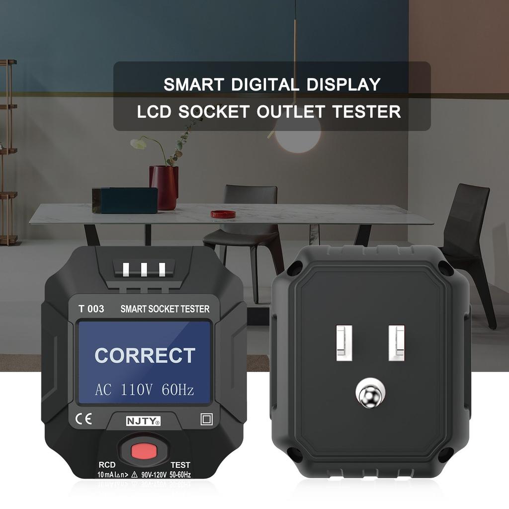 NJTY 90~120V US Plug Socket Outlet Tester Smart Socket Tester Digital Display LCD Socket Tester Circuit Polarity Detector Wall