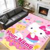 Crystal Velvet Rug Custom Name Text, Soft Non Slip Floor Mat Home DecorHello Kitty
