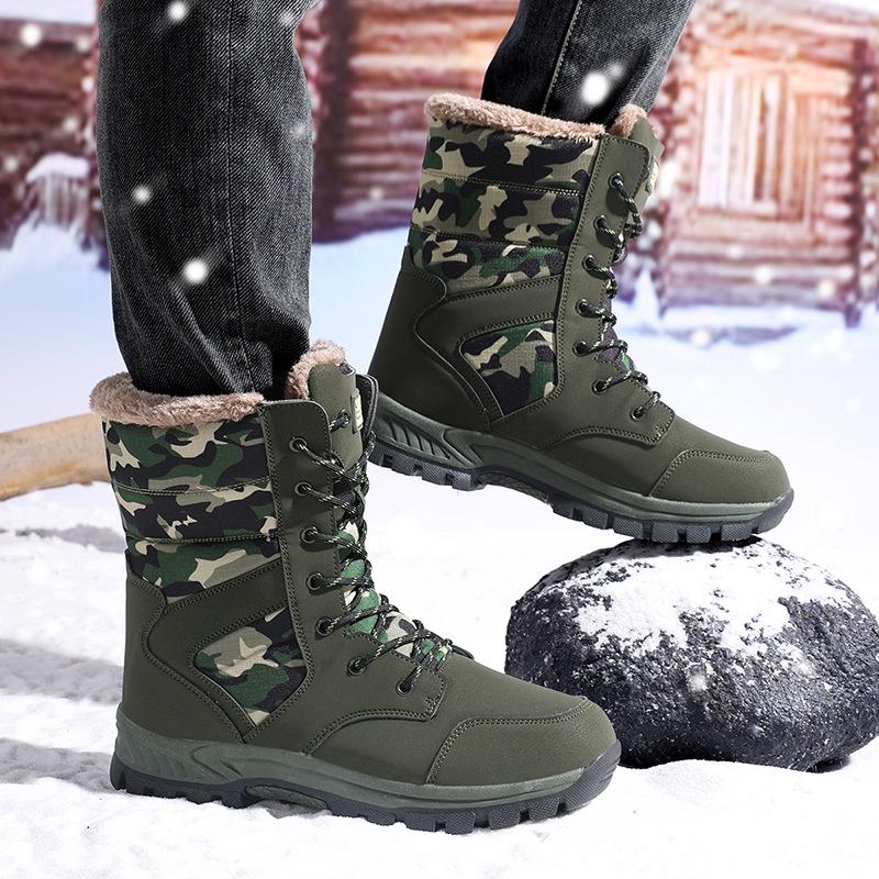 Camouflage Couple Snow Boots: Warm, Cold-Proof, Plus Velvet for Outdoor Hiking and Mountaineering.