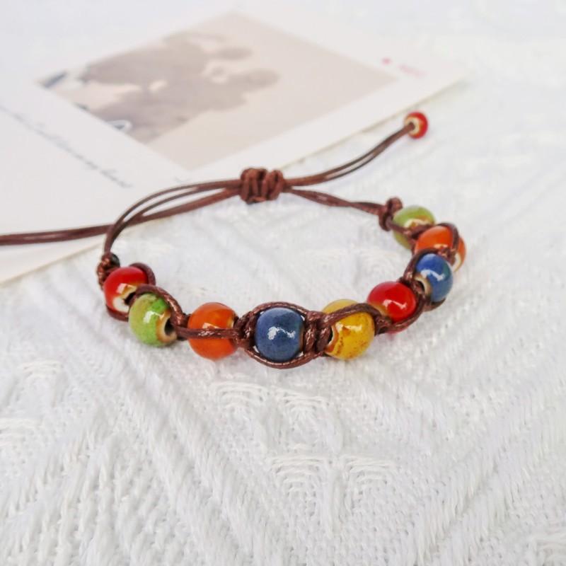 Ethnisch Stil Keramik Verstellbares Armband Für Frauen Mädchen Mode Bunt Perlen Sommer Charme Armband Schmuck Zubehör