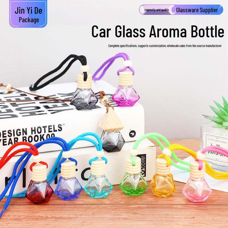 Colored Rhombus Car Aroma Diffuser Bottle with Wooden Lid