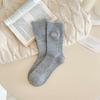Ladies Winter Plush Thickened Warm Sweet Embroidered Bow Wool Pile Pile Socks