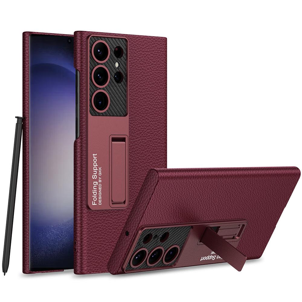 PU Leather Stand Case for Samsung S23 Ultra/S24/S24+ - Anti-Fall Protective Cover